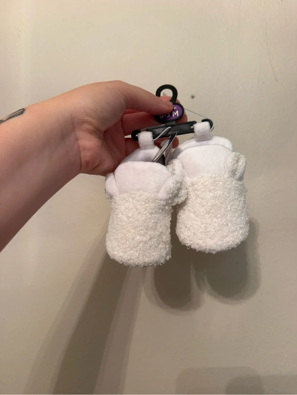 Gerber White Plush Baby Booties